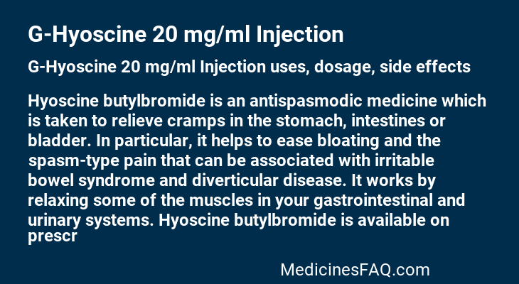 G-Hyoscine 20 mg/ml Injection