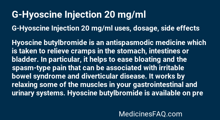 G-Hyoscine Injection 20 mg/ml