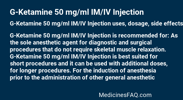 G-Ketamine 50 mg/ml IM/IV Injection