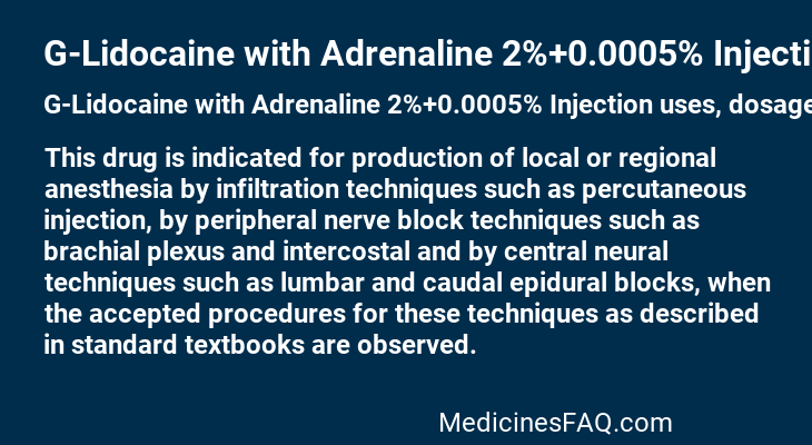 G-Lidocaine with Adrenaline 2%+0.0005% Injection