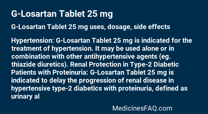 G-Losartan Tablet 25 mg