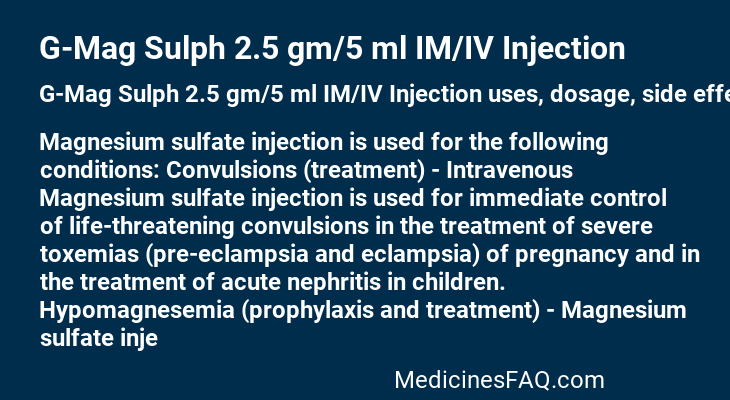 G-Mag Sulph 2.5 gm/5 ml IM/IV Injection