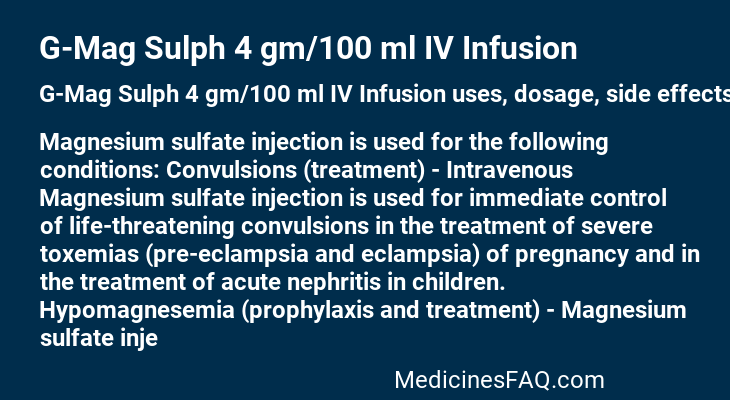 G-Mag Sulph 4 gm/100 ml IV Infusion