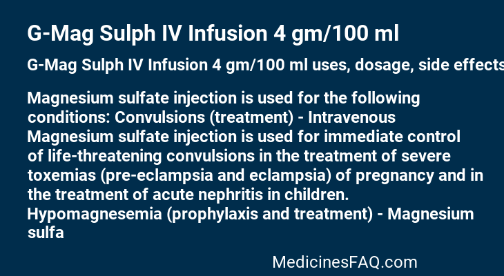 G-Mag Sulph IV Infusion 4 gm/100 ml