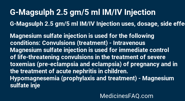 G-Magsulph 2.5 gm/5 ml IM/IV Injection