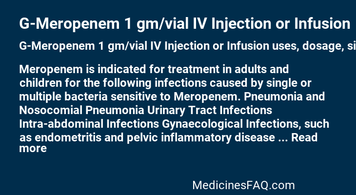 G-Meropenem 1 gm/vial IV Injection or Infusion