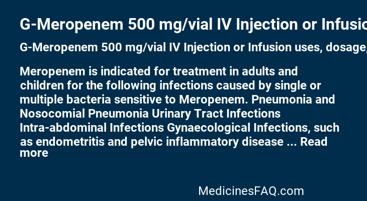 G-Meropenem 500 mg/vial IV Injection or Infusion