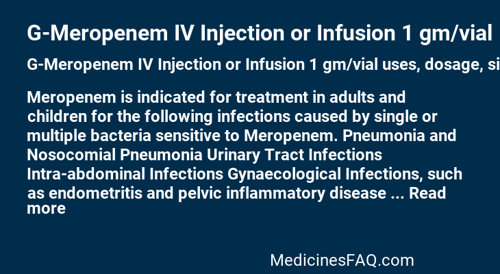 G-Meropenem IV Injection or Infusion 1 gm/vial