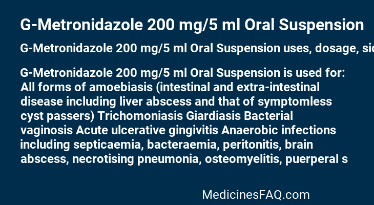 G-Metronidazole 200 mg/5 ml Oral Suspension