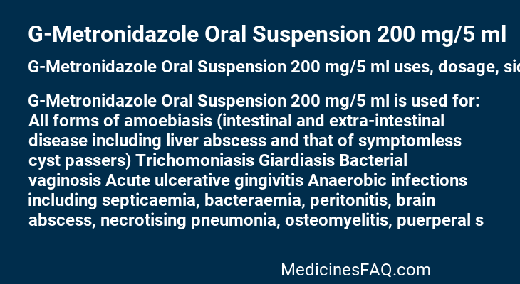 G-Metronidazole Oral Suspension 200 mg/5 ml