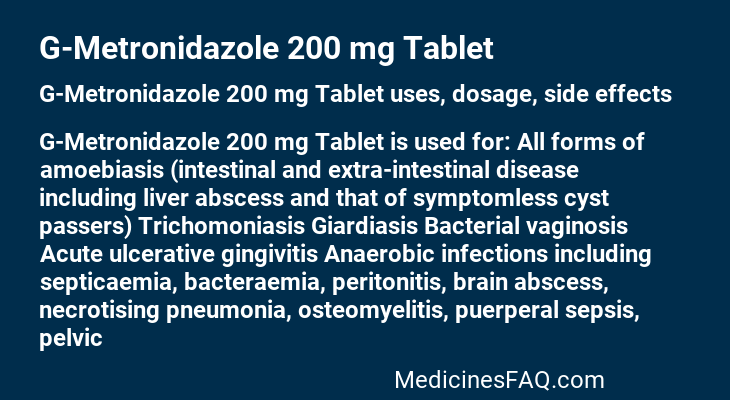 G-Metronidazole 200 mg Tablet