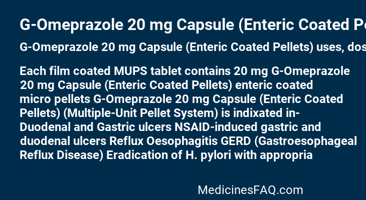 G-Omeprazole 20 mg Capsule (Enteric Coated Pellets)