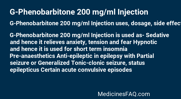 G-Phenobarbitone 200 mg/ml Injection