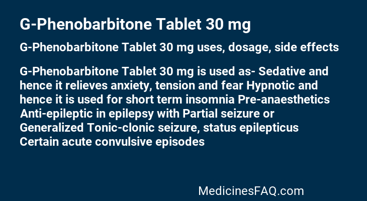 G-Phenobarbitone Tablet 30 mg