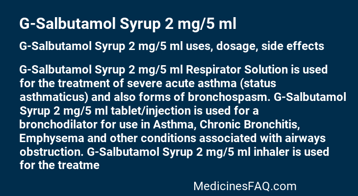 G-Salbutamol Syrup 2 mg/5 ml