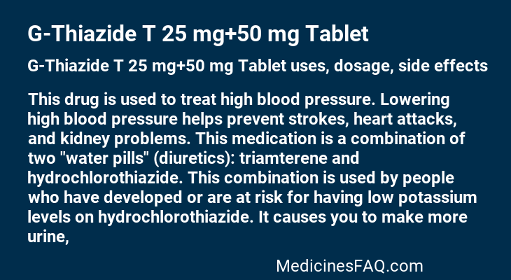 G-Thiazide T 25 mg+50 mg Tablet