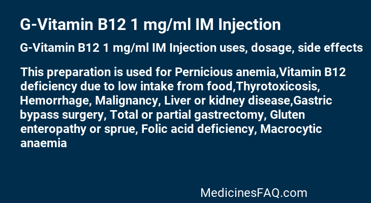 G-Vitamin B12 1 mg/ml IM Injection