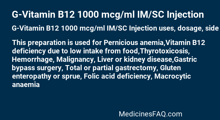 G-Vitamin B12 1000 mcg/ml IM/SC Injection