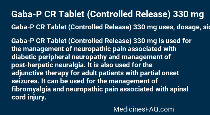 Gaba-P CR Tablet (Controlled Release) 330 mg