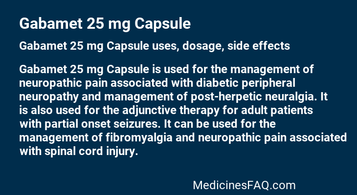 Gabamet 25 mg Capsule