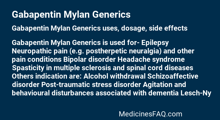 Gabapentin Mylan Generics