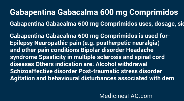Gabapentina Gabacalma 600 mg Comprimidos