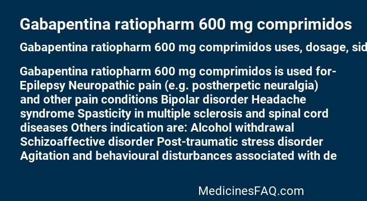 Gabapentina ratiopharm 600 mg comprimidos