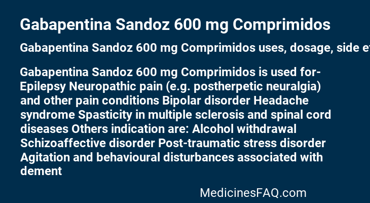 Gabapentina Sandoz 600 mg Comprimidos