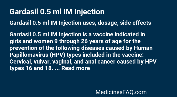 Gardasil 0.5 ml IM Injection