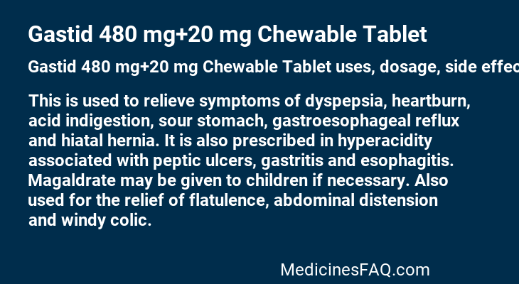 Gastid 480 mg+20 mg Chewable Tablet