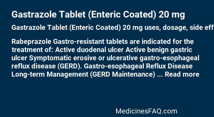 Gastrazole Tablet (Enteric Coated) 20 mg