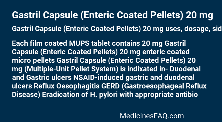 Gastril Capsule (Enteric Coated Pellets) 20 mg