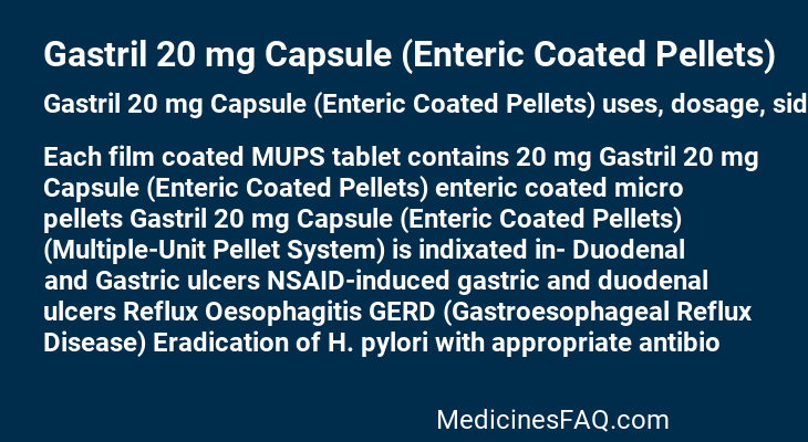 Gastril 20 mg Capsule (Enteric Coated Pellets)