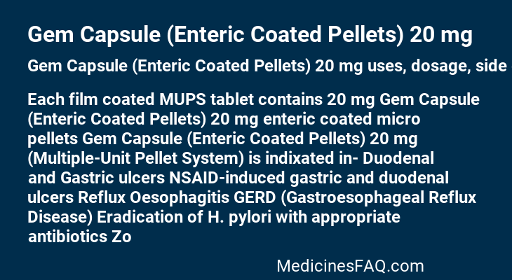 Gem Capsule (Enteric Coated Pellets) 20 mg