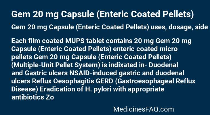 Gem 20 mg Capsule (Enteric Coated Pellets)