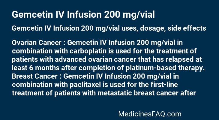 Gemcetin IV Infusion 200 mg/vial