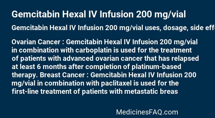 Gemcitabin Hexal IV Infusion 200 mg/vial