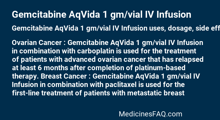 Gemcitabine AqVida 1 gm/vial IV Infusion