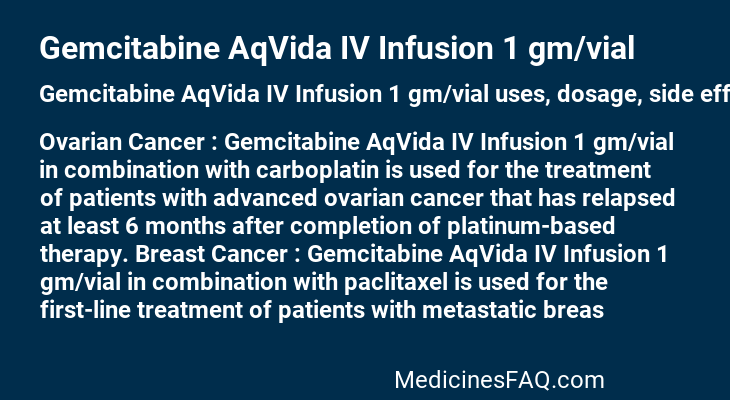 Gemcitabine AqVida IV Infusion 1 gm/vial