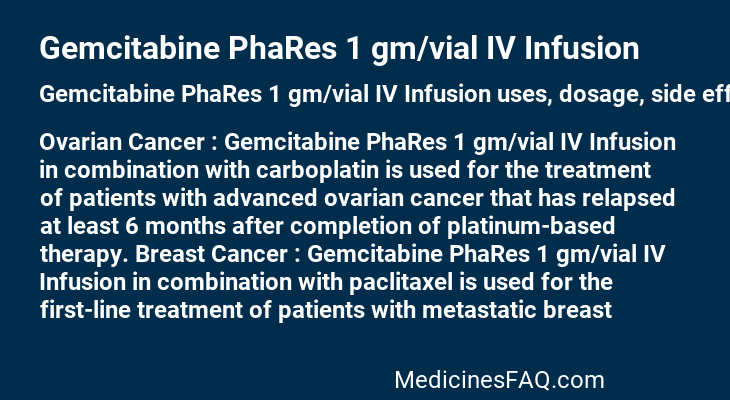 Gemcitabine PhaRes 1 gm/vial IV Infusion