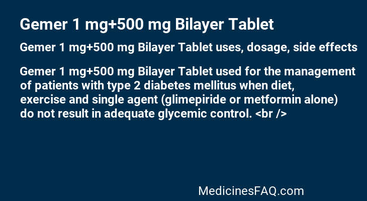 Gemer 1 mg+500 mg Bilayer Tablet