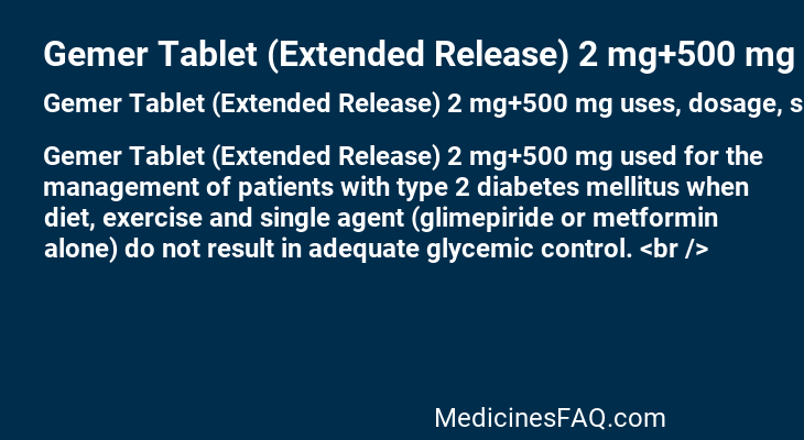 Gemer Tablet (Extended Release) 2 mg+500 mg