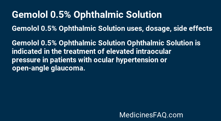 Gemolol 0.5% Ophthalmic Solution