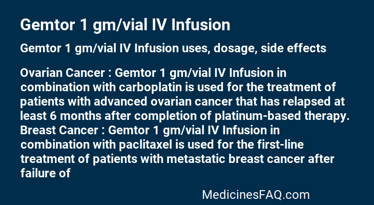 Gemtor 1 gm/vial IV Infusion