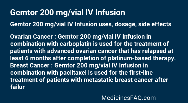 Gemtor 200 mg/vial IV Infusion