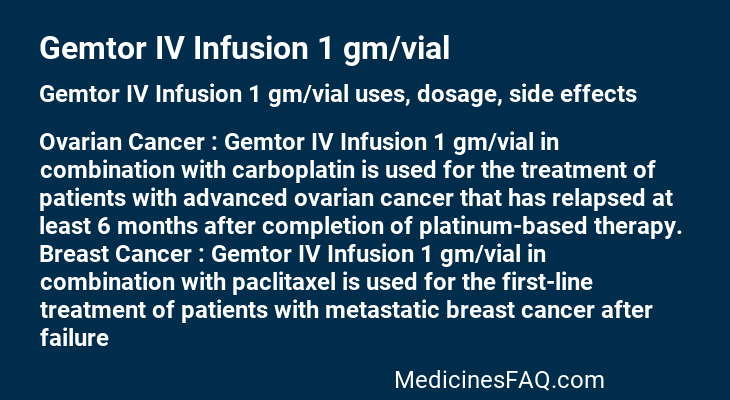 Gemtor IV Infusion 1 gm/vial