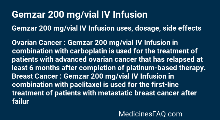 Gemzar 200 mg/vial IV Infusion