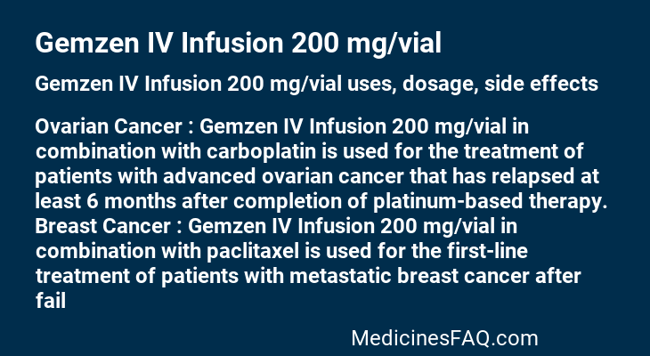 Gemzen IV Infusion 200 mg/vial