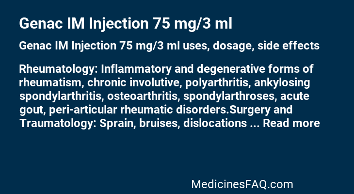 Genac IM Injection 75 mg/3 ml