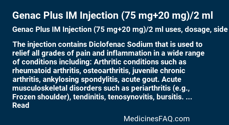 Genac Plus IM Injection (75 mg+20 mg)/2 ml